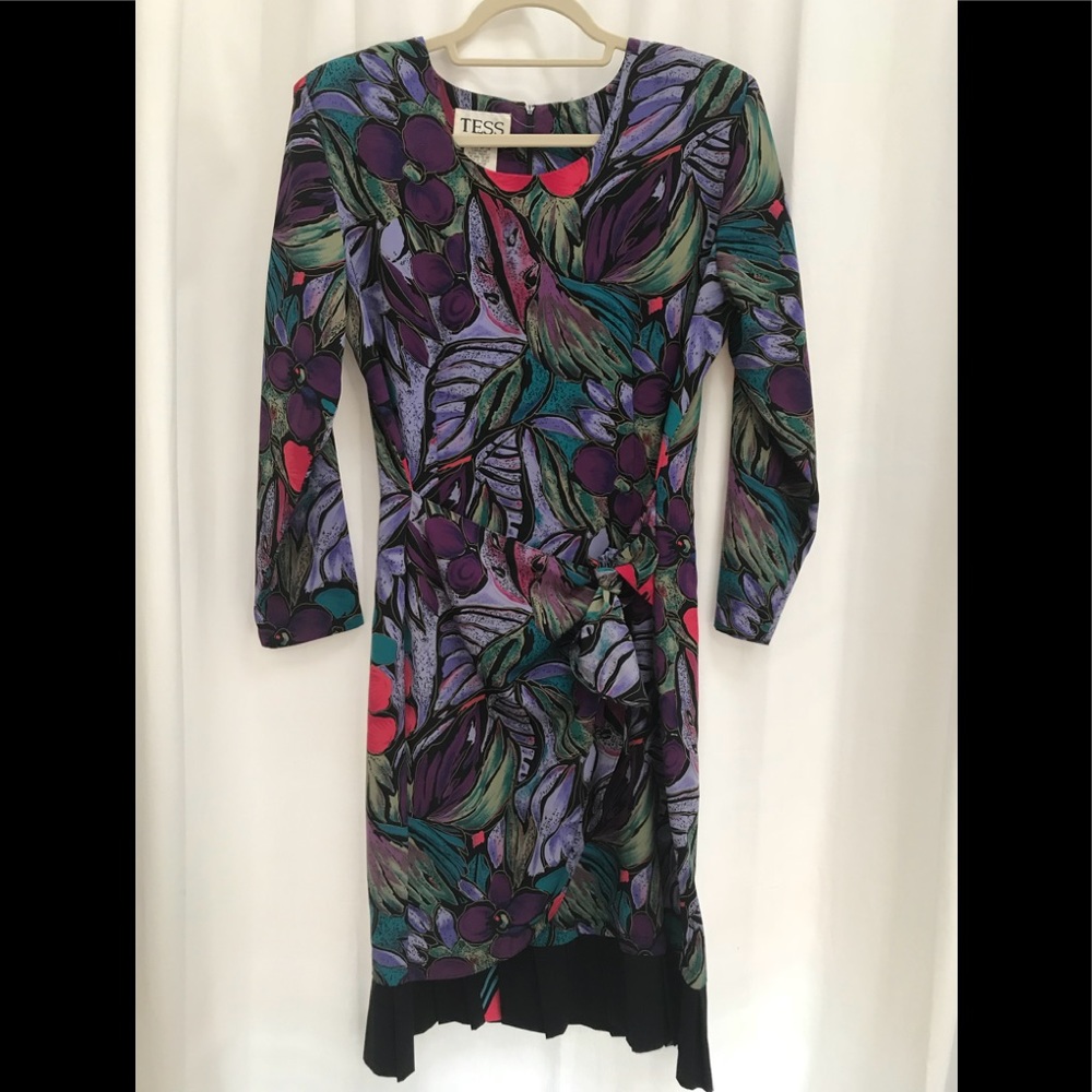 TESS Dress vintage 80s floral wrap dress, 12P